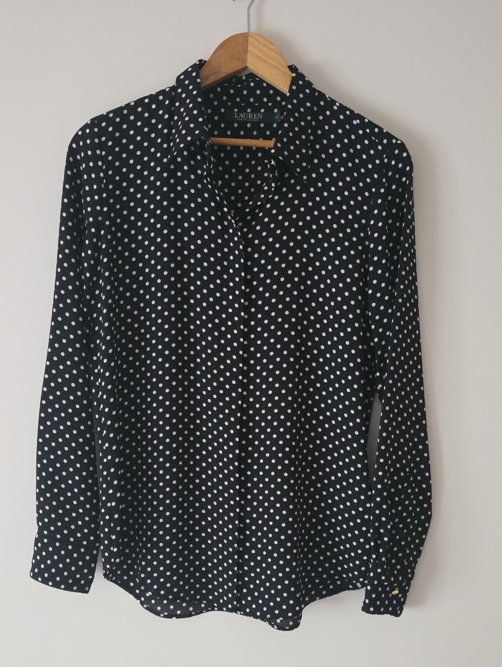 Lauren Ralph Lauren Black Polka Dot Button-Front Shirt
